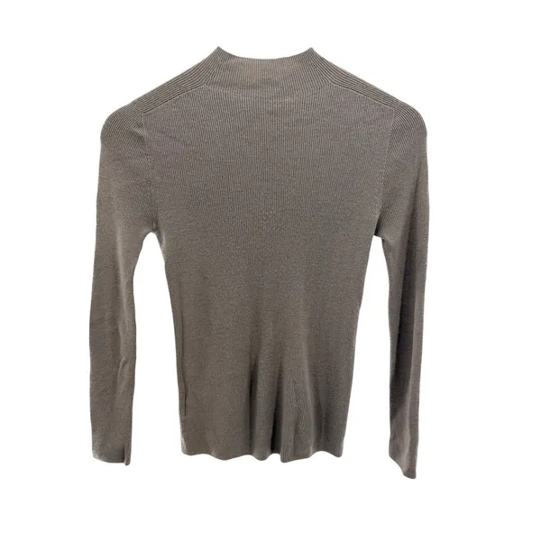 The Rumere Ribbed Knit Wool Sweater Mock Neck Gray‎ Minimalist Workwear Size 34 - Image 6