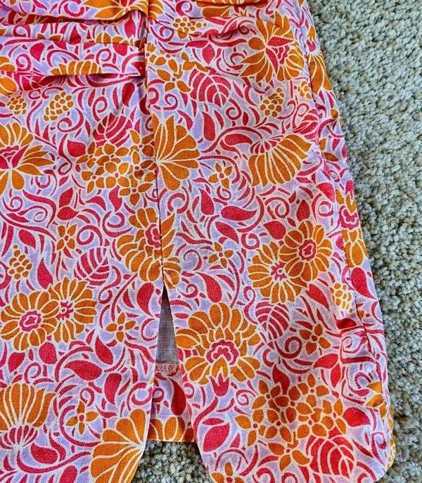Paisley Pink Linen Mini Scrunch Skirt - Image 5