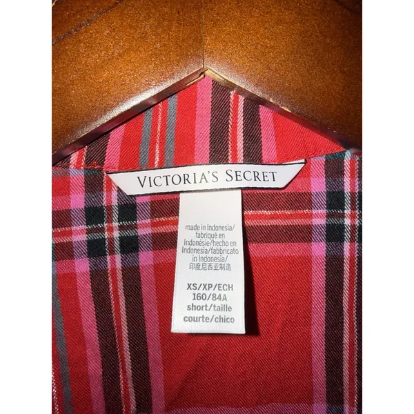 Victoria's Secret Women's‎ XS Pajama Set Red Plaid Long Sleeve EUC - Image 8
