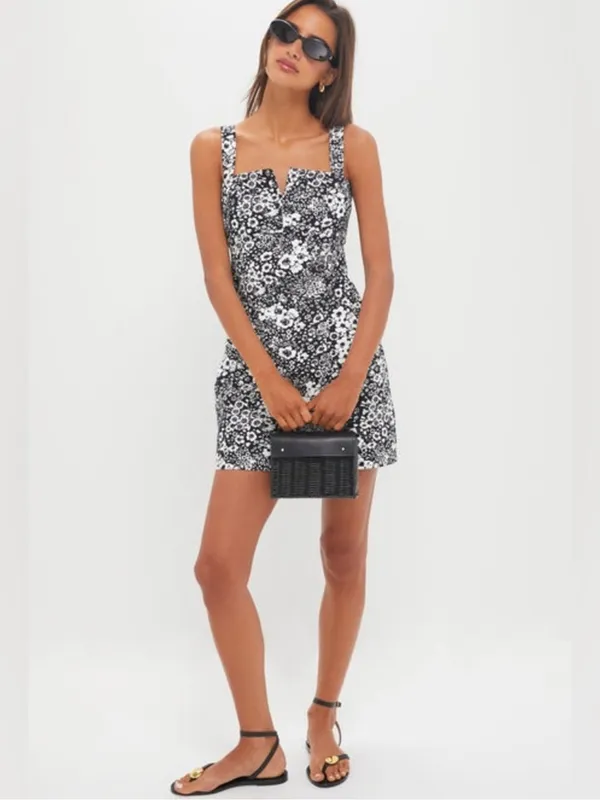 Tuckernuck Hyacinth House Black & White Denim Floral Gaia Mini Dress Large - Image 2