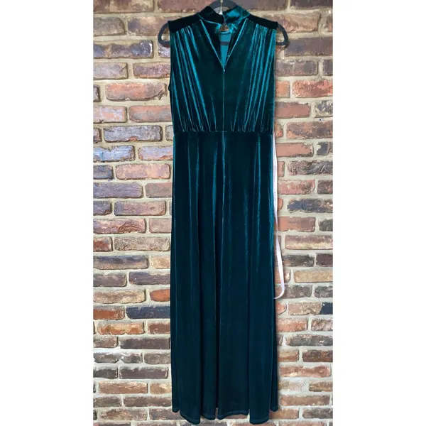 NWT Lulus Classic Elegance Emerald Velvet Sleeveless Mock Neck Maxi Dress Medium - Image 6