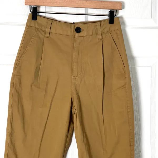 Bershka NWT Tan Cuffed Ankle Cropped Trouser Pants - Image 3