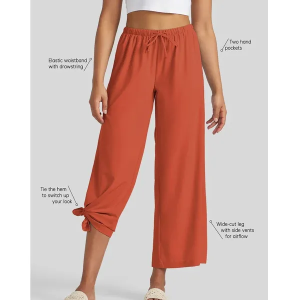 Willit Wide Leg Pants‎ Womens S Red Orange Pull On Loose Beach Resort UPF 50+ - Image 3
