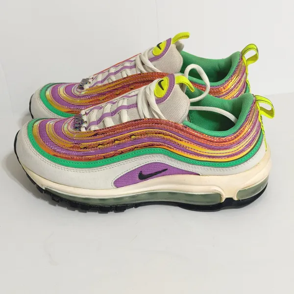 Nike Air Max 97 White Electro Green Fuchsia‎ Glow Sneakers Womens 7 Multicolor - Image 5