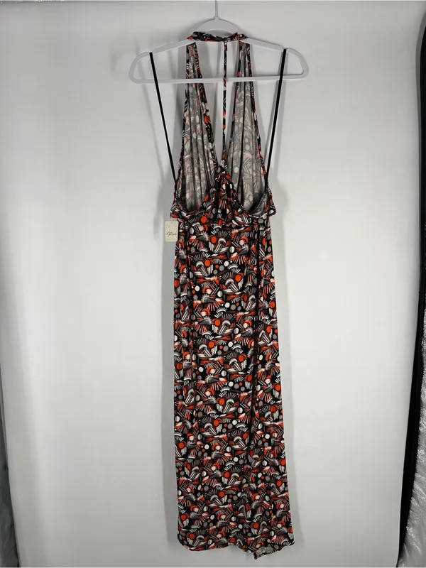 Free‎ People Daria Maxi Dress in Black Orange White High Slit Wrap S NWT - Image 9