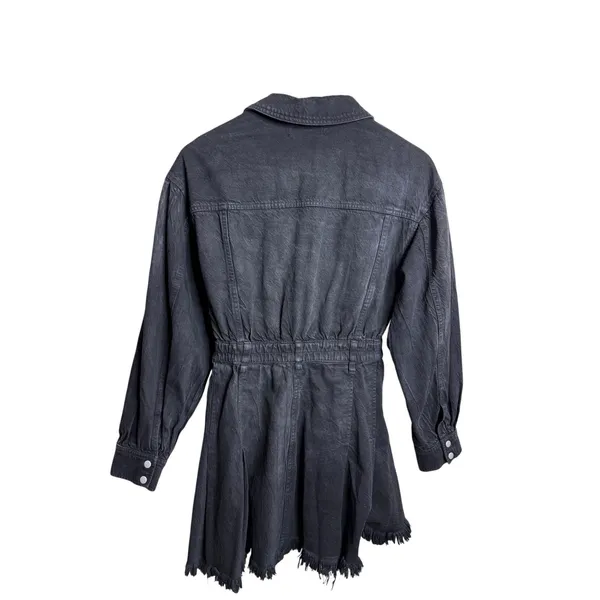 Free People We the Free Black Denim Utility Mini Dress Raw Hem size XS - Image 2
