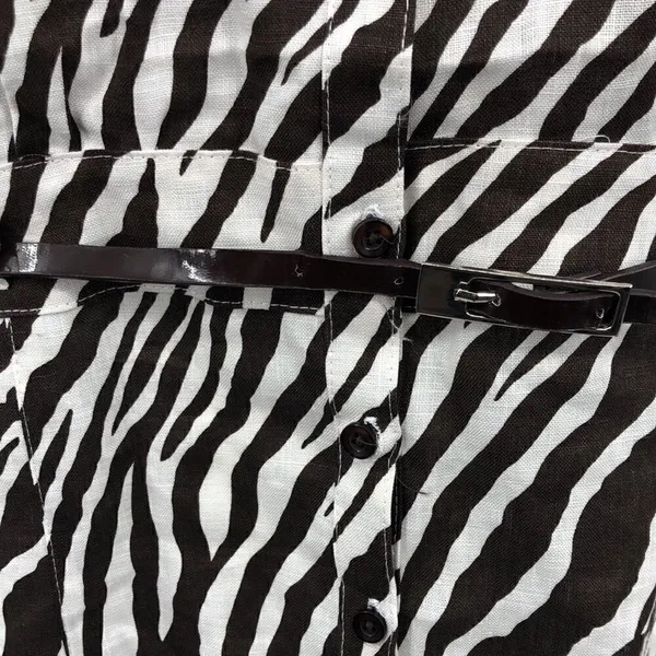 Tweeds large linen zebra print belted top Brown - Image 3