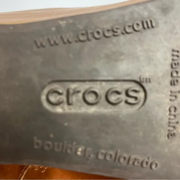 Crocs A-Leigh wedge boots tan casual‎ trendy neutral comfort shoe women size 7.5 - Image 9