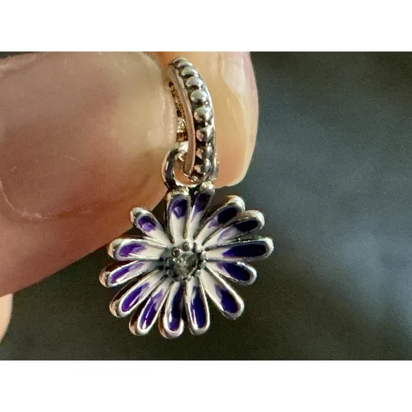 Pandora Purple Daisy Flower Dangle Charm S925 ALE Sterling Silver Enamel - Image 2