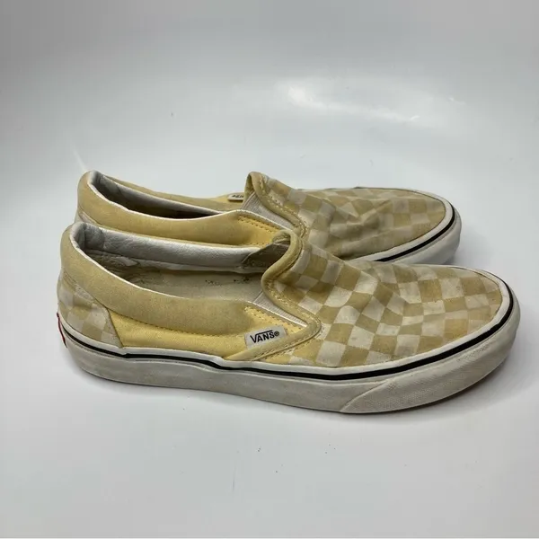 Vans‎ yellow checkered slip on sneakers unisex sizing - Image 4