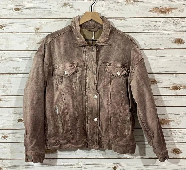 Free People Velvet Trucker Jacket - Mauve - XS/S - Image 5