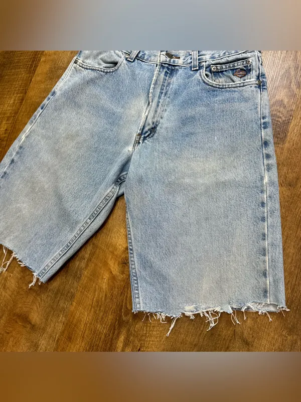 Vtg Y2K Harley-Davidson Baggy Cut Off Jorts Distressed Denim Jean Shorts Sz 31 - Image 4