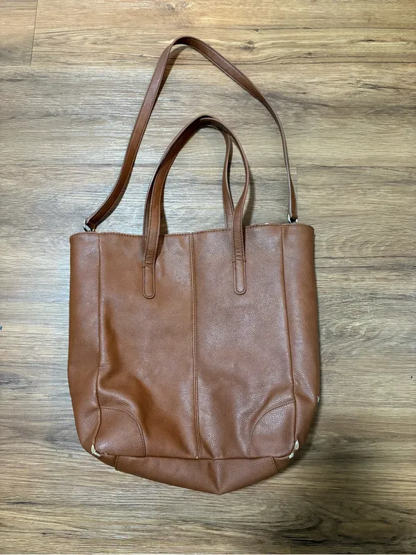 Banana Republic Brown Faux Leather Tote Shoulder Bag Large Carryall Handbag - Image 3