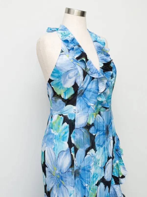 Dress the Population - Kathleen Floral‎ Ruffle Halter Gown - Image 9