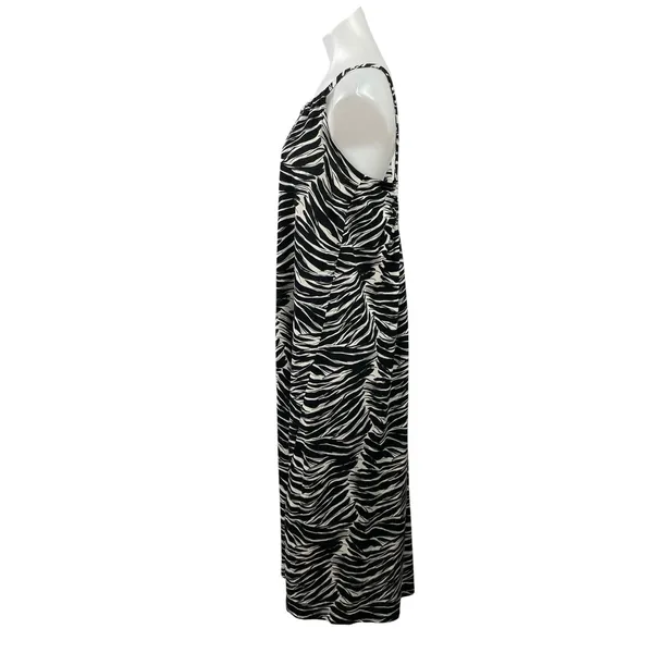 H&M Womens Black Pattered Zebra Print Sleeveless Oversized Maxi Tank Dress Sz S - Image 2