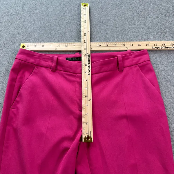 ZARA BASIC Womens Pink Tailored Trousers Cropped Ankle Length Size M Classic - Image 3