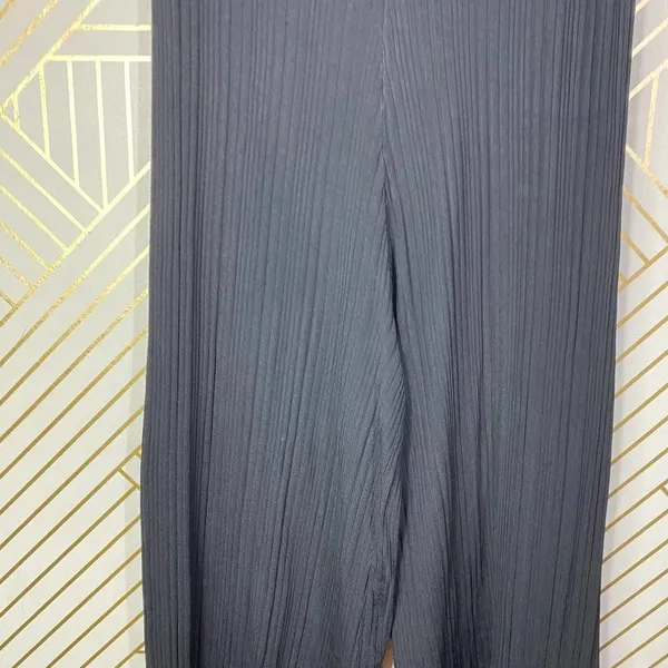 Zara‎ Pants Textured Weave with Contrasting Hem Ribbed Black Mauve Size Medium - Image 5