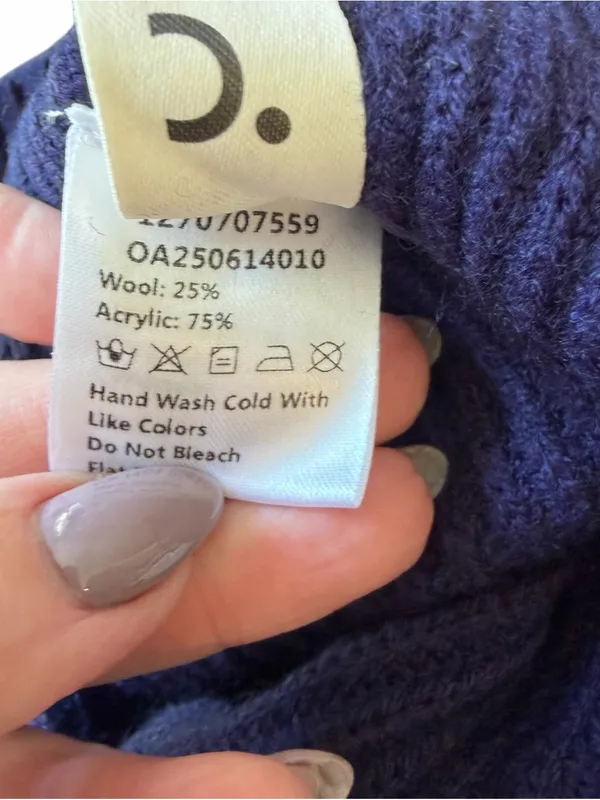 Commense - NWT Tie Neck Button Knit Cardigan Wool Blend Navy White Trim Sz M - Image 8