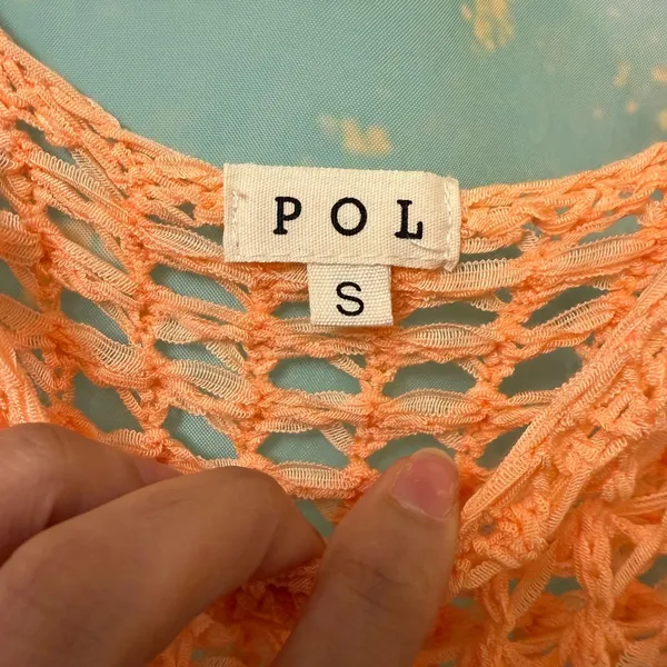 POL Women's Tape Yarn Sweater in Orange Sz: S - Image 7