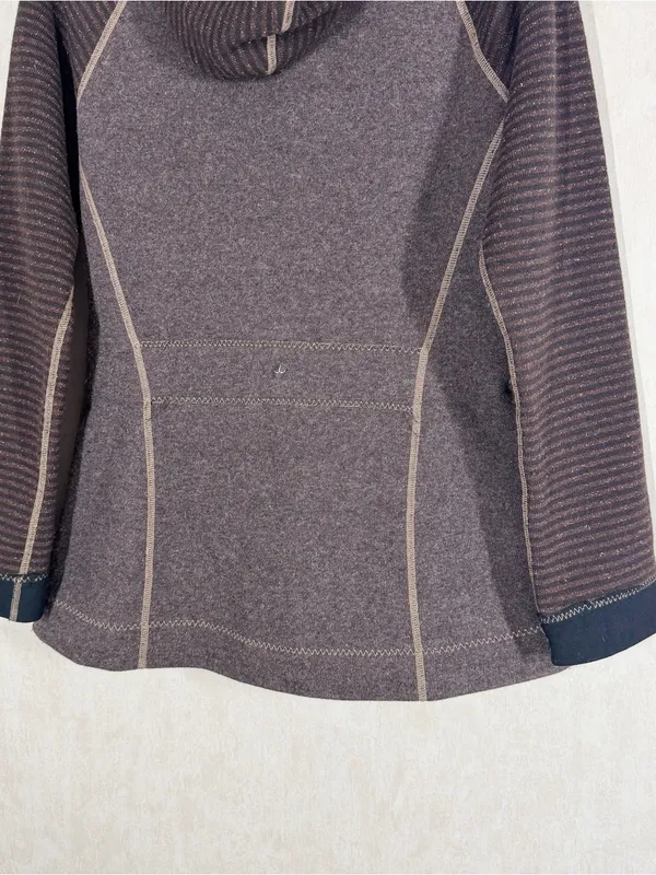 Prana Women’s Bijou Jacket Fleece Lined Wool Blend Hooded Full Zip in Brown L - Image 6