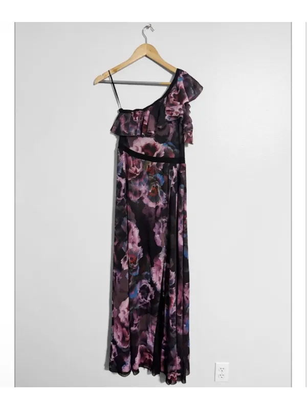 Fuzzi Tulle One Shoulder Floral Maxi Dress - Image 5