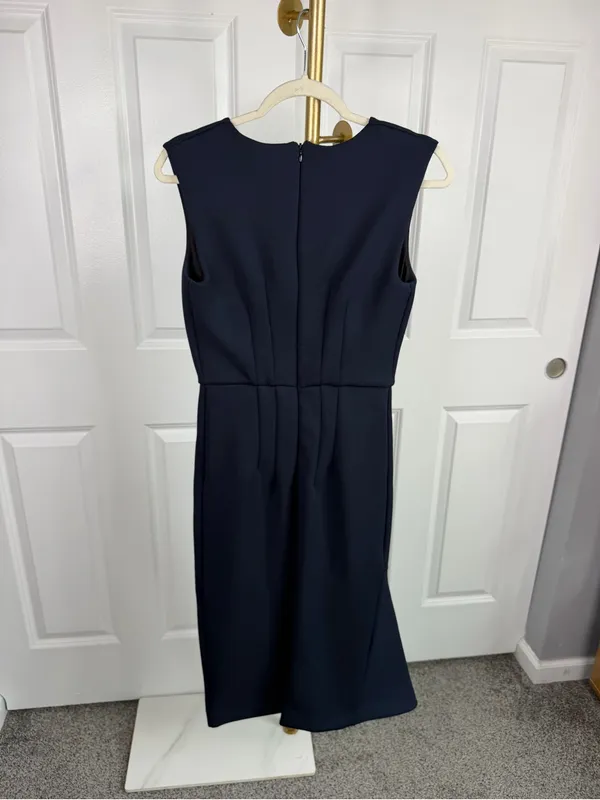 Sportmax Navy V-Neck Mermaid Midi Dress Built-In Shapewear - Image 7