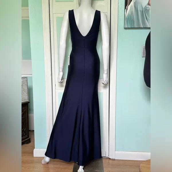 Size Small Navy Fitted Bridesmaid Mother of Bride Groom Prom Gown Dress - Image 3