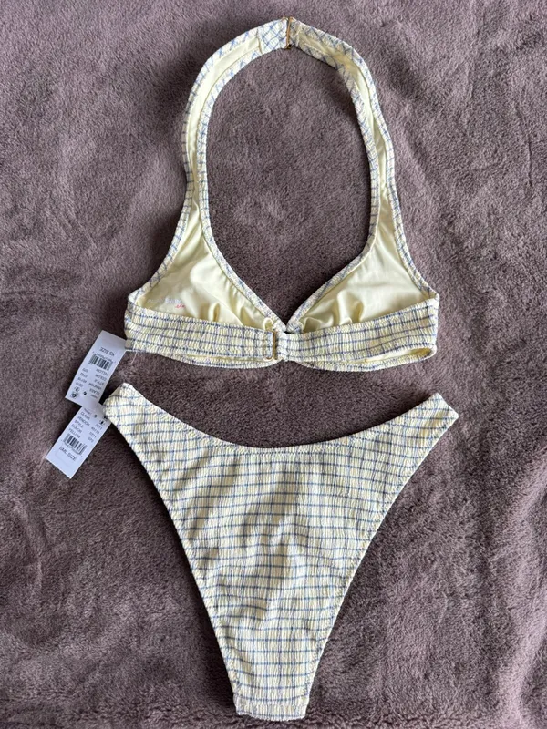 New with tag PacSun Ivory Jade Textured Halter Bikini Set (Top XS- Bottom Small) - Image 12