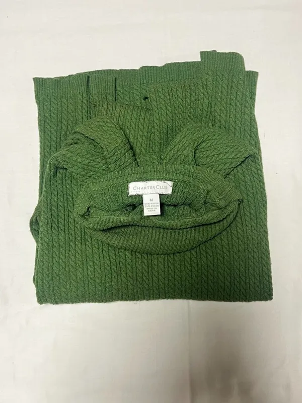 Charter Club SZ M Olive Turtleneck Sweater Preppy Old Money Minimalist - Image 3