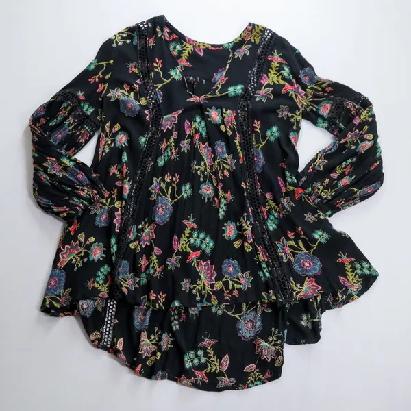 Free People Just The Two Of Us‎ Floral Crochet Tunic Top S Whimsy Fairy Ren Fair - Image 3