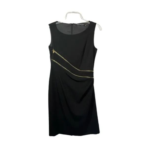 Marc New York Dress Size 8 zipper detailed sheath BLACK Preppy Career Office - Image 2