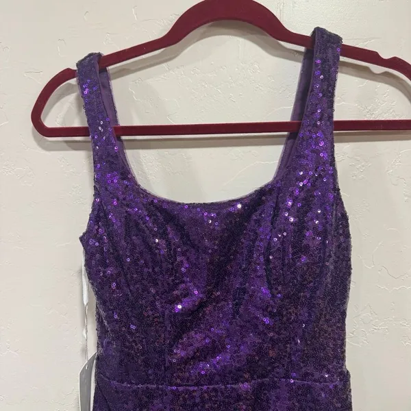 New Purple Sequence Mini Dress Size 2 - Image 3