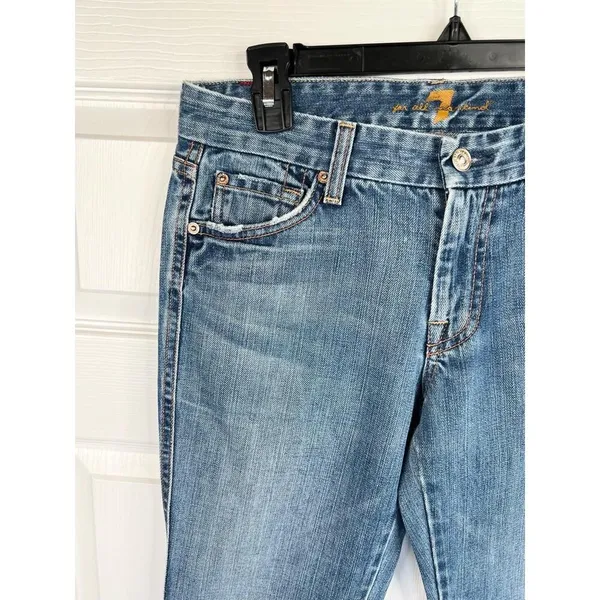 7 For All Mankind The A Pocket Blue Denim Bootcut 5 Pocket Design Size 29 - Image 5