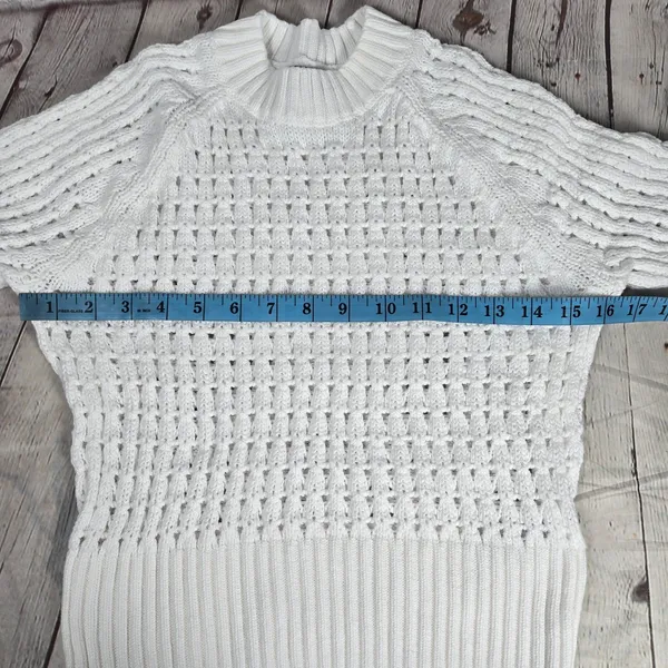 J. Crew Pointelle‎ Crewneck Sweater in White S BZ498 - Image 6