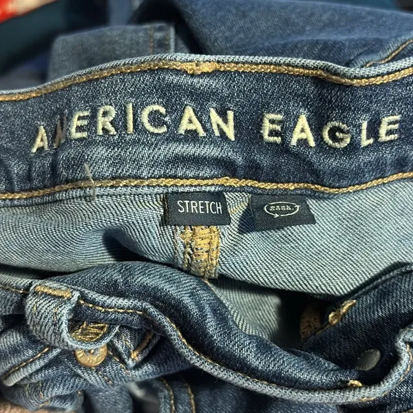 AE American Eagle Stretch Jean 6R Curvy Super High-Waisted Baggy Straight Cargo - Image 6