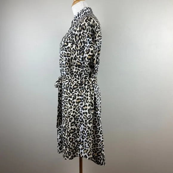 Style Envy Mini Dress XL‎ Leopard Animal Print Beige Black Belted Button - Image 7