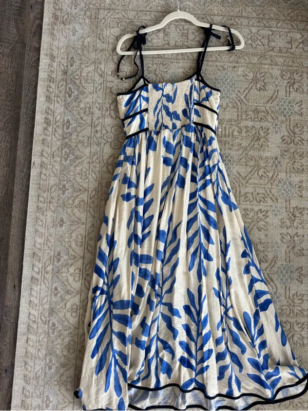 NWT Impeccable Pig Blue and White Leaf Print Maxi Dress - Image 6