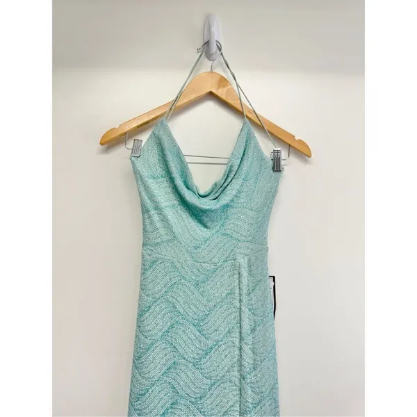 B Darlin Gown Size Small Green Mint Open‎ Back Side Slit Spaghetti Strap - Image 4