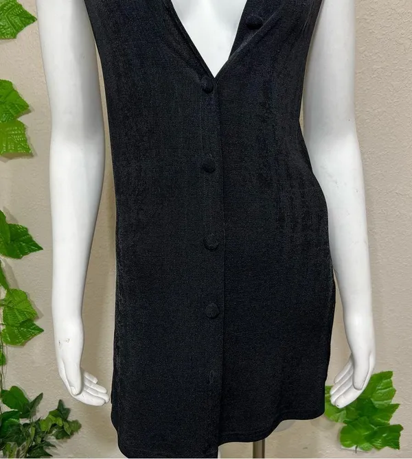 Pola Black Button Down Vest Dress - Image 3