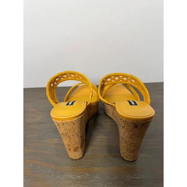 Nine‎ West Kalani Yellow Woven Cork Platform Wedge Sandals Size 8.5 New - Image 8