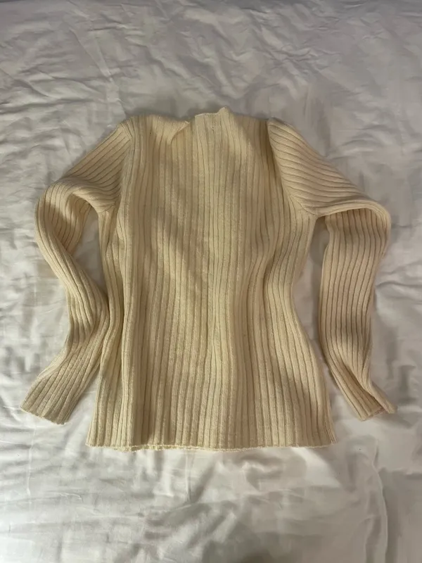 Brandy Melville Sweater Cream V-Neck - Image 2