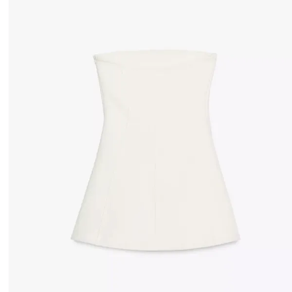 Zara NWT white thick structured cinched waist flare hem mini dress - Image 9