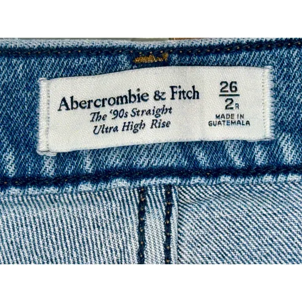 Abercrombie & Fitch 90s Straight Ultra High Rise Denim Distressed Jeans Sz 26 2 - Image 3