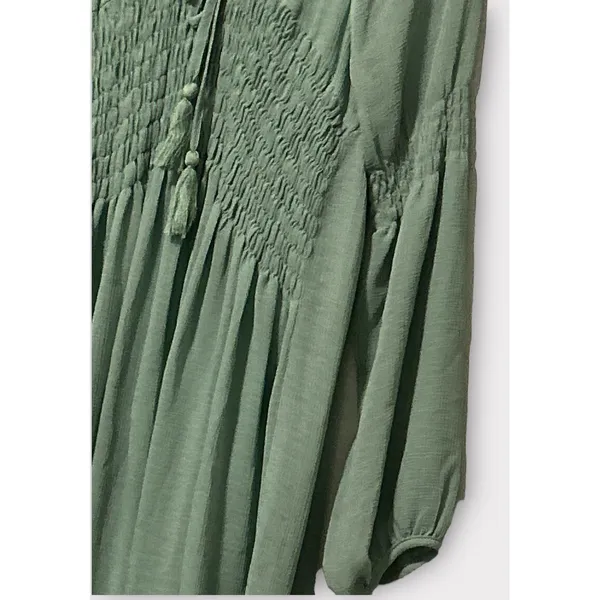 Umgee USA Baby Doll‎ Boho Peasant Dress Olive Women's Small - Image 6