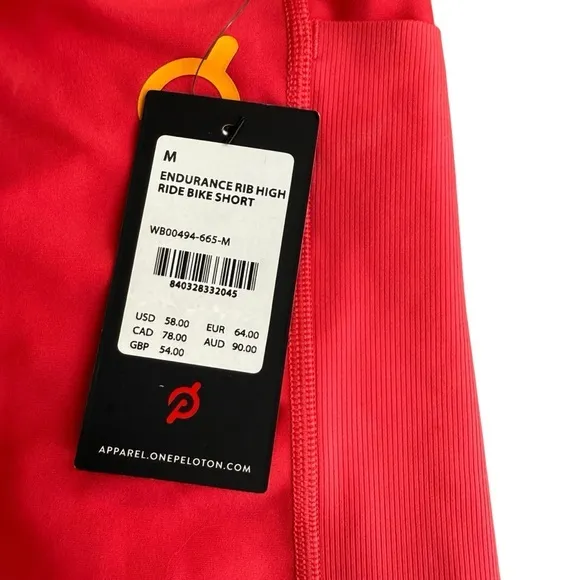 Peloton Women’s M Endurance Rib Highrise Biker Shorts Bright‎ Pink Pockets NWT - Image 3