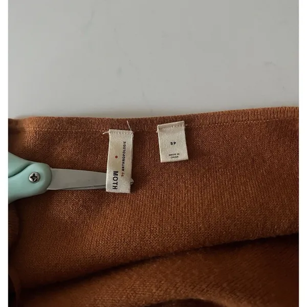 Anthropologie Moth Orange Knit Mini Dress Size S Bell Sleeve Sweater Dress - Image 4