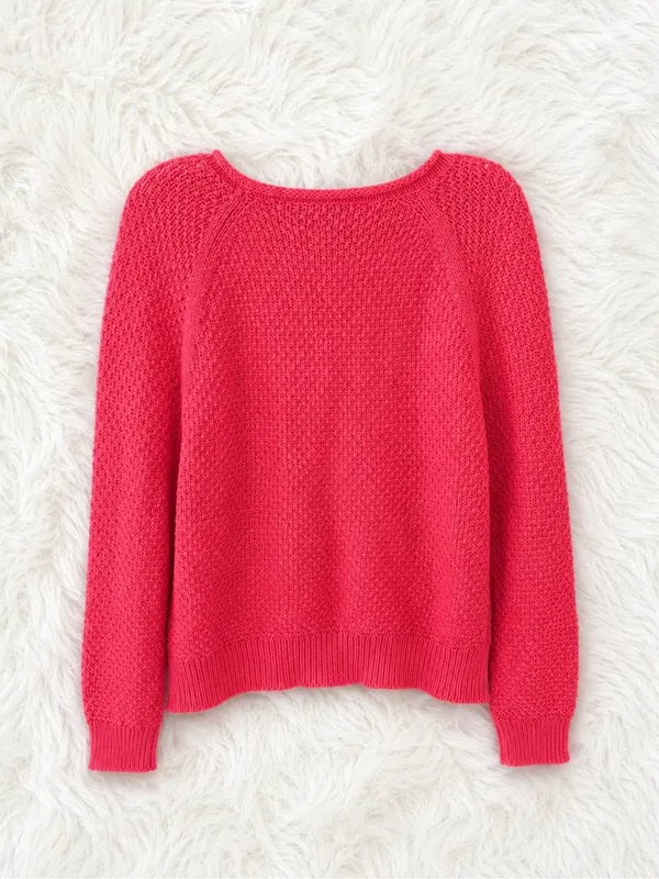 Lauren Ralph Lauren Coral Textured Crewneck Sweater| Size Large - Image 2
