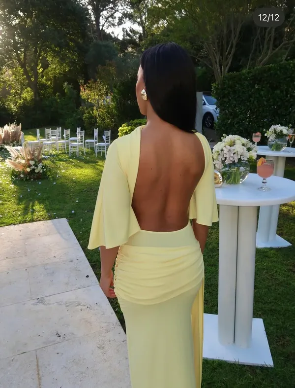 Zara Elegant Butter Yellow Gown - Floor-Length Formal Dress - Image 4