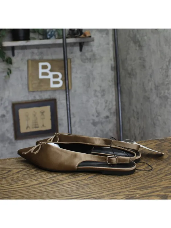 A New Day Camille Satin Slingback Bow Flats 94648297 Brown 9.5M - Image 2