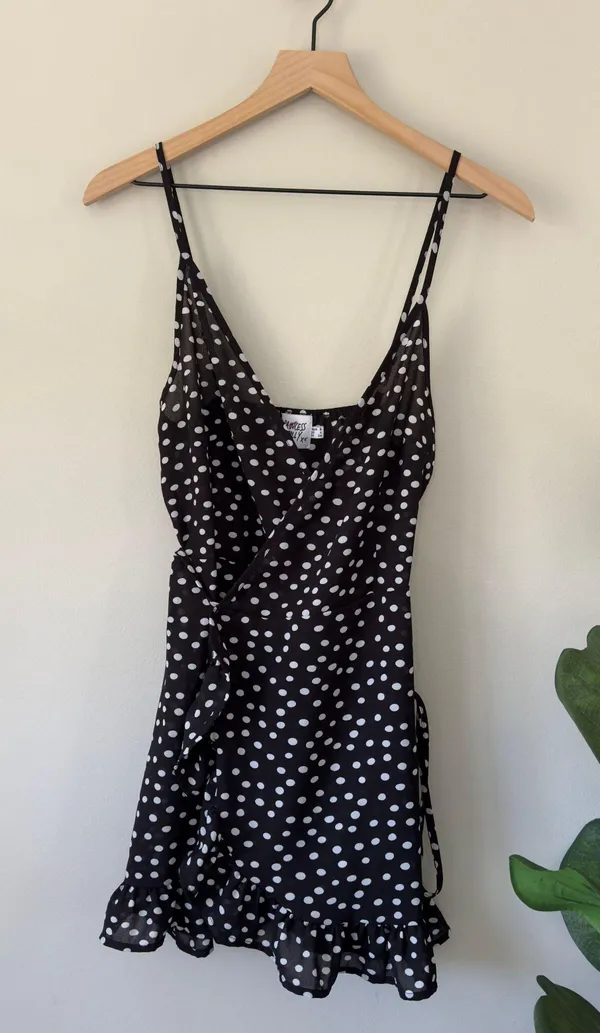 Princess Polly Her Jewel Mini Wrap Dress Polka Dot Adjustable Spaghetti Straps 4 - Image 4